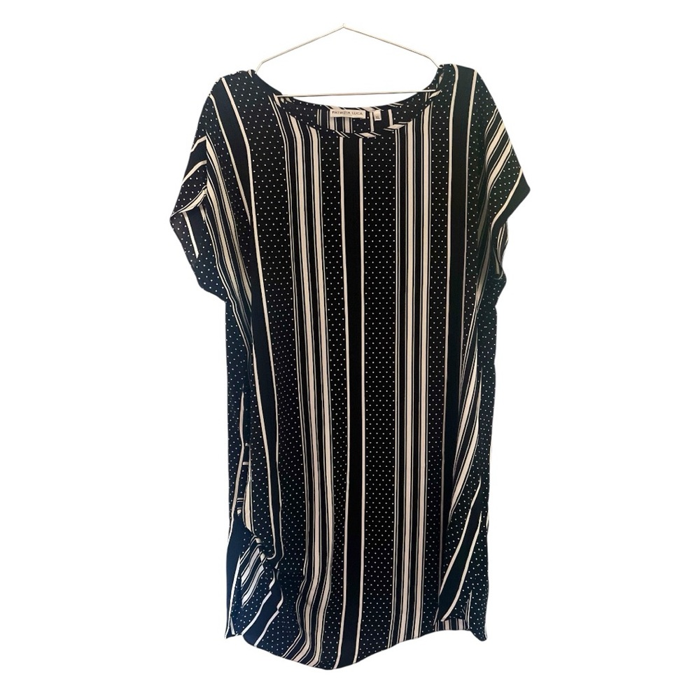 Patrizia Luca Black and White Patterned Mini Dress